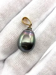 【え沖】黒蝶南洋真珠 K18 チャーム ペンダントトップ 重量4.49g 2.9cm×1.3cm MH0MR07