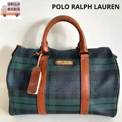 POLO RALPH LAUREN ポロラルフローレン ボストンバッグ チェック柄 グリーン ブラウン PVC×レザー