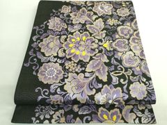 総刺繍 装飾花文様 紗 夏9寸名古屋帯 お太鼓柄 正絹 銀糸 夏帯 - メルカリ
