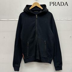 6030【人気ブラック】プラダ‪☆三角ロゴ入りパーカー 肩ナイロン切替‬ 