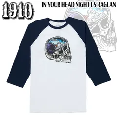 ナインティーンテン インユアヘッドナイトトングスリーブT 1910 IN YOUR HEAD NIGHT LS RAGLAN ロンT 五分袖Tシャツ ホワイトネイビー S M L XL XXL