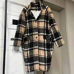 ベージュ CHECK ロングコート