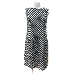 ピッコーネ PICONE ワンピース ひざ丈 ノースリーブ ドット 38 M 黒 ブラック ベージュ /YI