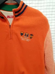 FANTON オレンジ色 ハーフジップアップ ニット 105