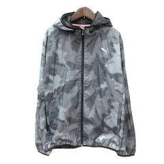 プーマ PUMA パーカー ジップアップ 総裏地 迷彩柄 カモフラ メッシュ裏地 M グレー /MN