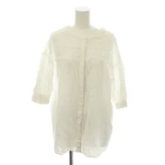 B&Y ユナイテッドアローズ BEAUTY&YOUTH ビューティー&ユース カットワークレース×刺繍5分袖ブラウス F 白 ノーカラー /JP