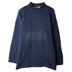 古着 Highland Home Industries カラーネップ タートルネック フィッシャーマン アランニットセーター スコットランド製/eaa604654
