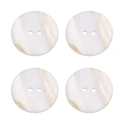 uxcell 4個の丸い天然貝ボタン 25mm 2穴真珠の母貝クラフトシーシェルボタン 服 シャツ ドレス 縫製DIYクラフト作り用 ポーセリンホワイト