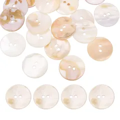 uxcell 20個 丸い天然貝ボタン 23 mm 2穴真珠 母貝クラフト貝ボタン 衣類 シャツ ドレス 縫製DIYクラフト作り用 白色