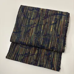 名古屋帯 正絹 真綿紬 唐草の素敵な織出し 八寸 着物 MA-2894