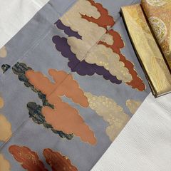 未使用□正絹高級夏絽．扇に芝露文様，六通柄袋帯 - メルカリ