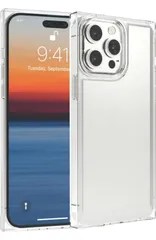 ★クリア長方形ケース iPhone 14 Pro Max 6.7インチ 2022、360 フルボディカバー ハードPC + ソフトシリコン TPU 2 in 1 HDクリア耐衝撃カバー、保護透明ケース