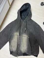 ブラック デニム フード ジップアップ ジャケット