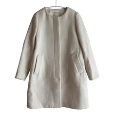 ZK35 UNIQLO ユニクロ ノーカラーコート ウールコート アイボリー レディース Lサイズ
