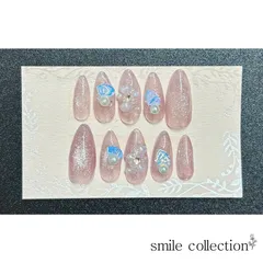 【1点もの】遊び心あふれる煌めき ぷっくりシェルの大人可愛いネイルチップ