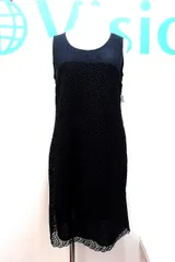 【183379】ZARA BASIC ザラベーシック  レース切替 ノースリーブワンピース  M 黒