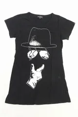 【142084】Enhance Element エンハンスエレメント  半袖　マイケル風プリントロングTシャツ  XS ブラック/ホワイト