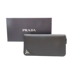 【中古】PRADA プラダ ラウンドファスナー 2ML317 ブラック サフィアーノ トライアングルロゴ NEROブラック 長財布 シンプル メンズ レディース A2505384 【無料ギフトラッピング承ります】