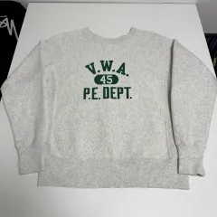 チャンピオン リバースウィーブ ブルー タグ プリンティング スウェットシャツ M