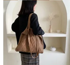 ニット ショルダーバッグ ブラウン バッグ