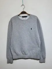 (M) ラルフローレン ポロ スウェット グレー 起毛 スウェット Tシャツ