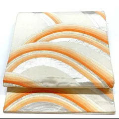 ［5132］袋帯 変わり波文様 銀彩 六通 正絹 着物 フォーマル