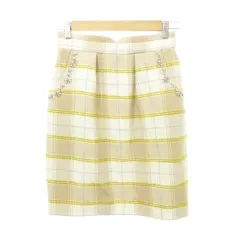 ミッシュマッシュ MISCH MASCH ビジュー装飾 ポケット チェック スカート ひざ丈 厚手 36 Sサイズ マルチカラー ■GY61