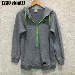 ナイキ グレー フード ハーフジップアップ L