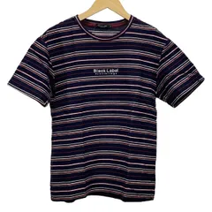 ブラックレーベルクレストブリッジ 半袖Tシャツ サイズM メンズ - ダークネイビー×ボルドー×マルチ ボーダー/刺繍