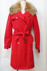 【149431】DUAL VIEW デュアルヴュー  トレンチコート　ファー付き  40 レッド