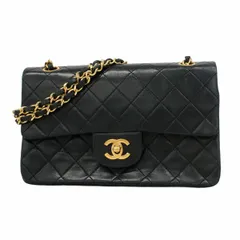 【5pd6687-k】シャネル ショルダーバッグ マトラッセ ラムスキン ブラック ゴールド金具【中古】レディース
