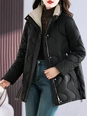 中綿ジャケット レディース 冬服 中綿コート キルティングジャケット 暖かい 厚手 ロングコート