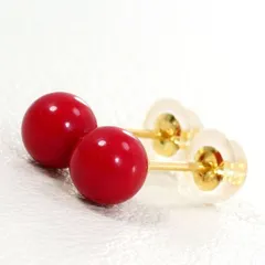 K18YG　ピアス　pierced earrings　サンゴ　総重量約0.2g