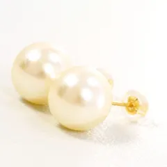 K18YG　ピアス　pierced earrings　イミテーションパール　総重量約1.5g