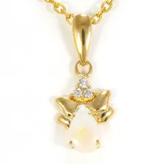 K18YG　ネックレス　necklace　オパール　ダイヤ　総重量約3.2g　約41cm