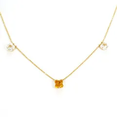 K18YG　ネックレス　necklace　シトリン　ホワイトトパーズ　総重量約3.6g　約40cm