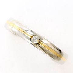 K18 ゴールドpt900 天然ダイヤモンドリング18金プラチナ6号 約2.6g 