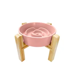 新品 [Pawspick] フードボウル 陶器 早食い防止 食器 小型犬 猫 犬 ペット えさ皿 スローフィーダー 健康管理 スタンド付き (ロータスピンク 【S】スタンド付き)