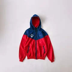 【激レア】80s カナダ製 NIKE 紺タグ ナイロンジャケット 赤×紺 S ナイキ ビンテージ ウインドブレーカー