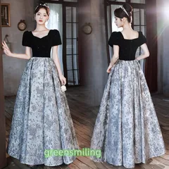 カラードレス ファスナー 花柄 パーティードレス ロングドレス 結婚式 二次会 発表会 演奏会 ウェディングドレス ウエディングドレス