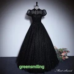 カラードレス 編み上げ ブラック 黒 袖付き ロングドレス 結婚式 二次会 発表会 演奏会 ウェディングドレス ウエディングドレス 花嫁