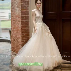 ウェディングドレス 花嫁 二次会 ウエディングドレス 結婚式 ロングドレス Aライン チュール ノースリーブ シャンパン 挙式 披露宴