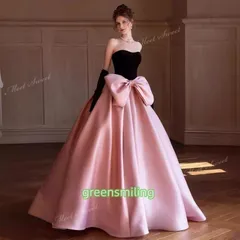 カラードレス ブラック&ピンクの配色 大きい ウェディングドレス ウエディングドレスドレス パーティードレス 演奏会 発表会 結婚式