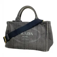 プラダ(Prada) プラダ トートバッグ カナパ デニム ブラック  2wayバッグレディース