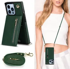 ★Cavor iPhone15 Pro Max 対応 スマホ ケース iP15 Pro Max 肩掛け 首かけ 斜めがけショルダー ケースiP15 Pro Max 財布型ケース iP15 Pro Maxスマホ ケース 【ダークグリーン】