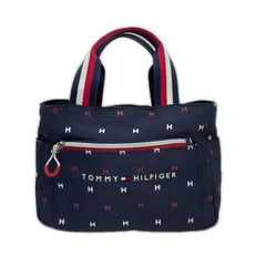 中古 トミーヒルフィガーゴルフ TOMMY HILFIGER GOLF カートバッグ ネイビー 紺 ラウンドバッグ ロゴ柄