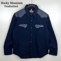 Rocky Mountain Featherbed RMFB Leather CPO Western L/S shirts 44 XXL ロッキーマウンテンフェザーベッド CPO ウール レザー切替 ウエスタンシャツ 希少 大きいサイズ