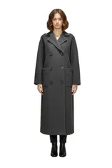 【1枚あると便利】DURAS ロングコート 袖ボリューム ブラック きれいめ 通勤