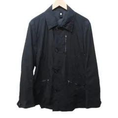 インターメッツォ INTERMEZZO ステンカラーコート ジャケット コットン 切替 レザー 牛革 L 黒 ブラック 1224