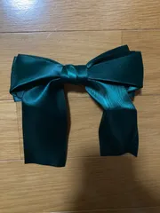 ヘアクリップ　バレッタ　リボン　グリーン